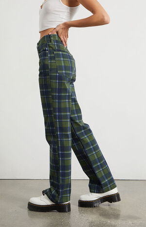 Plaid High Waisted Dad Jeans image number 3