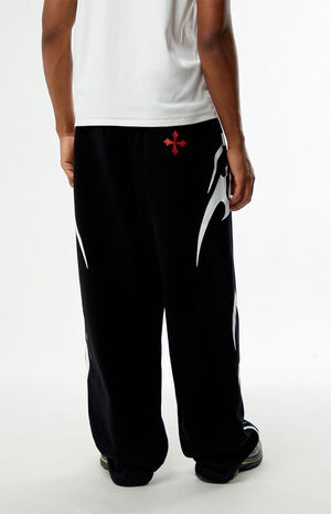 Black Tribal Fleece Baggy Sweatpants image number 4