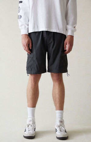 Performance Black Baggy Zip Off Cargo Pants image number 6