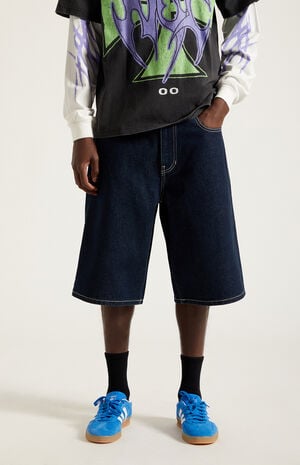 Austin Extreme Baggy Denim Shorts Dark Blue image number 3