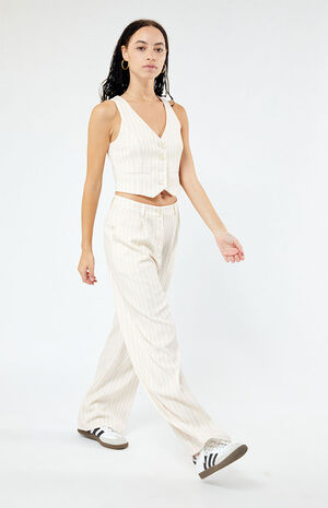 Recycled Pinstripe Relaxed Wide Leg Trousers image number 1