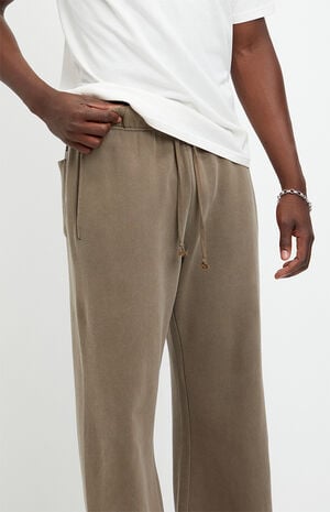 Brown Fleece Baggy Bootcut Sweatpants image number 5
