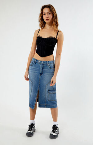 Lace Trim Mesh Corset Top image number 3