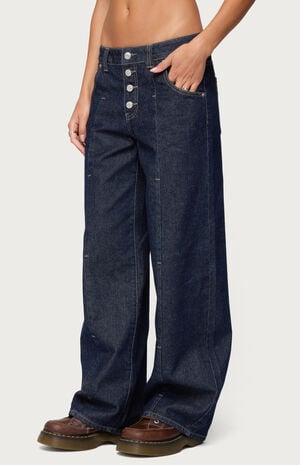 Polley Button Up Low Rise Jeans image number 2