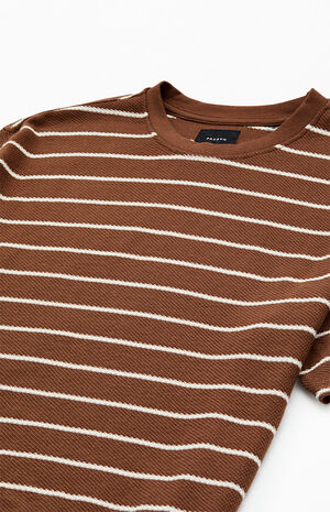 brown and white striped t shirt