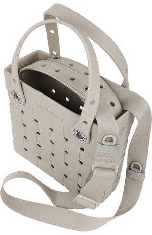 Beige Small Woven Crocssbody Tote Bag image number 4