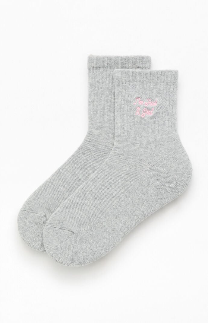 Pacsun I'm Just A Girl Embroidered Quarter Crew Socks