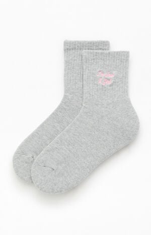 I'm Just A Girl Embroidered Quarter Crew Socks image number 1