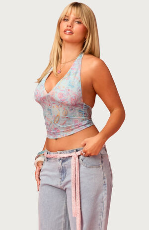 Barbie Fever Mesh Halter Top image number 2