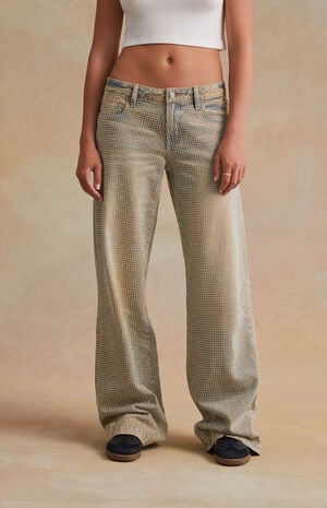 Rhinestone Low Rise Baggy Jeans image number 1