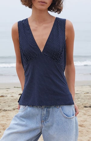 Blue Polka Dot Tank Top