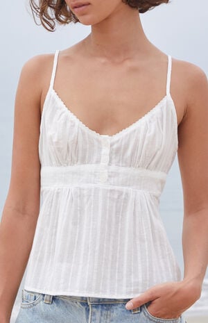 White Textured Tiffany Tank Top image number 2