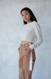 Latte High Waisted Boyfriend Carpenter Shorts Latte High Waisted Boyfriend Carpenter Shorts image number null