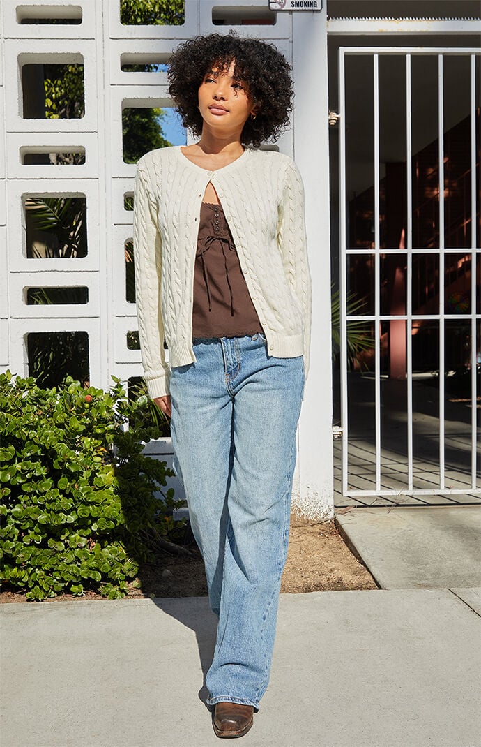 John Galt Cream Amalie Cable Knit Cardigan