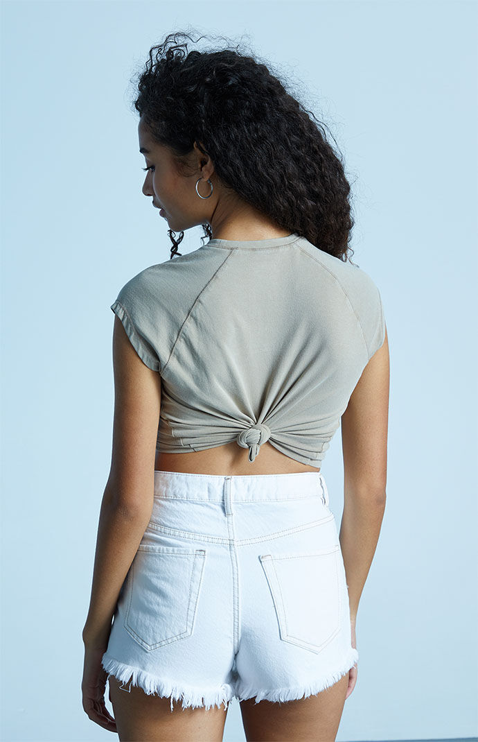 PacSun Eco White High Waisted Denim Festival Shorts PacSun