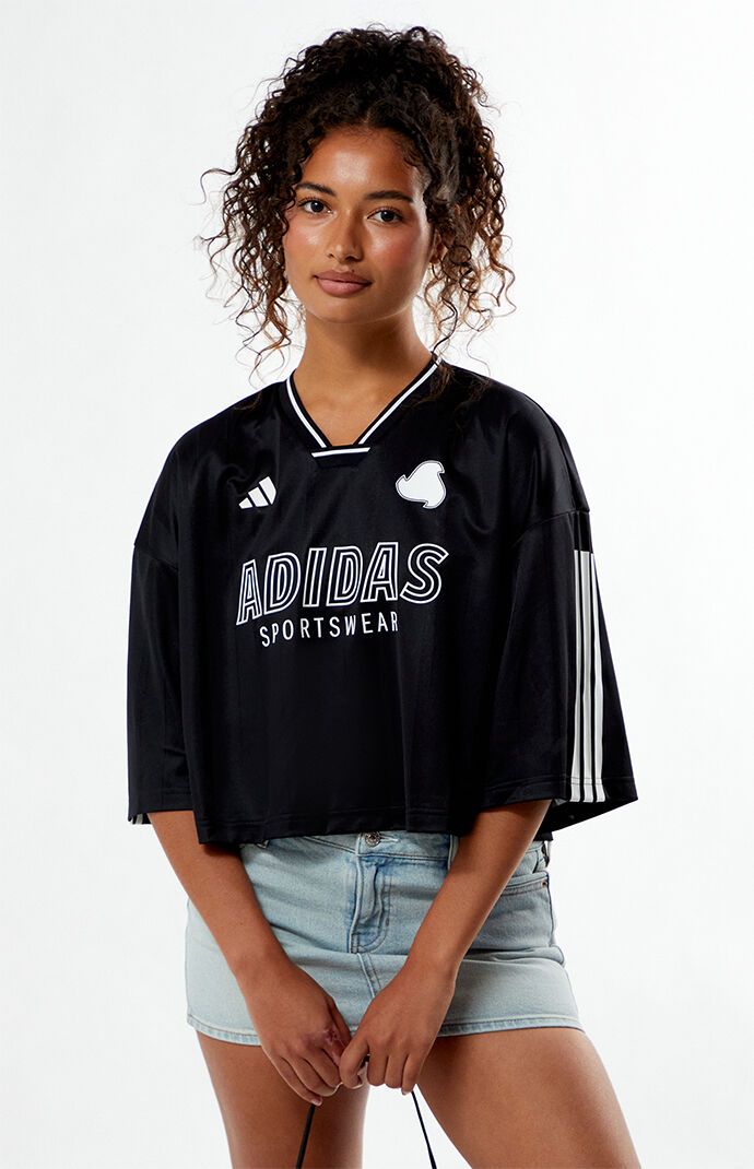 Tシャツ・カットソー adidas lip crop tee black II8057 Men's adidas originals Y2K Tee 2 SS22 Gradient Clouds Logo