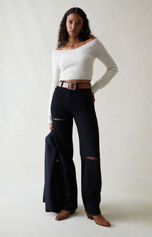 Eco Black Ripped '90s Boyfriend Jeans image number 1