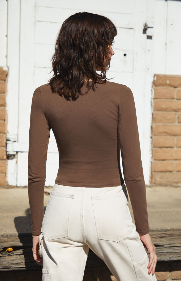 John Galt Brown Amara Long Sleeve Top Pacsun