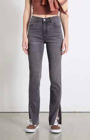 Black High Waisted Slim Flare Jeans image number 2