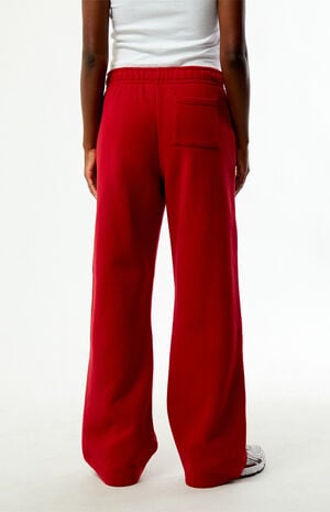 Red Ultra Soft Fleece Core Washed Baggy Sweatpants image number 4