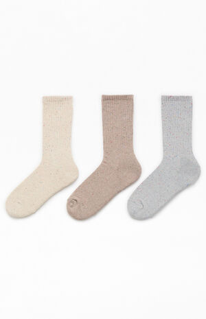 3 Pack Neutral Marled Crew Socks image number 2