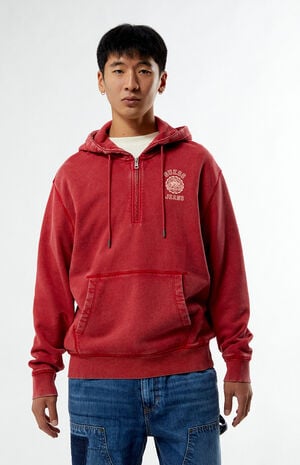 Red Half Zip Logo Hoodie
