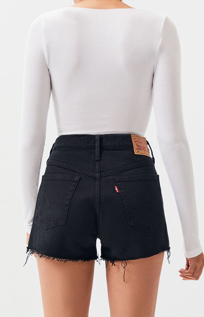 levi's high rise black shorts