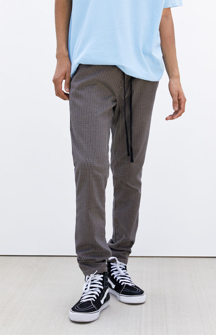 Brown Plaid Menswear Slim Fit Pants