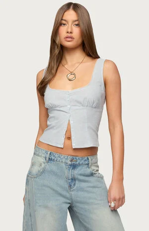 Katiya Pinstripe Button Up Top image number 1