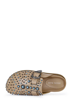 Women's Tan Flair Faux Leather Turquoise Mules image number 5