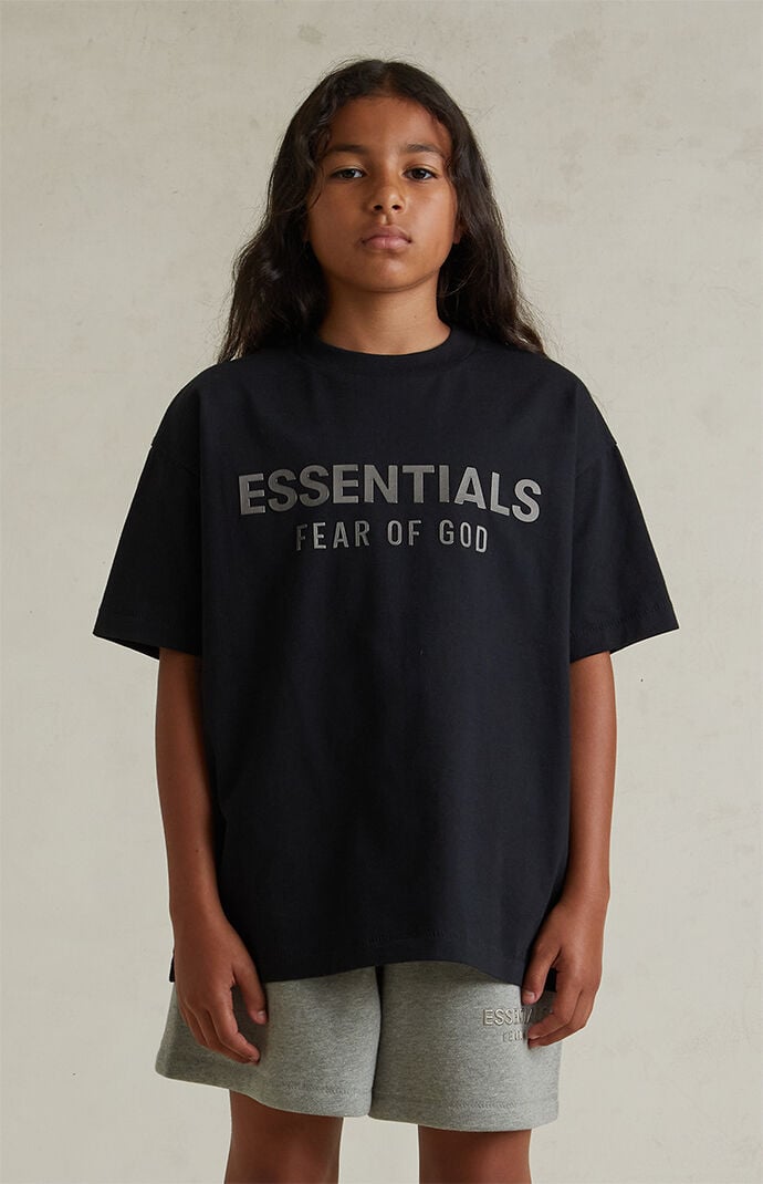 Fear of God ESSENTIALS Kids Jet Black Classic Crew Neck T-Shirt