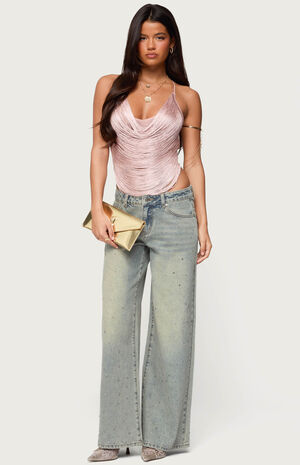 Elenie Fringed Cowl Neck Top image number 5