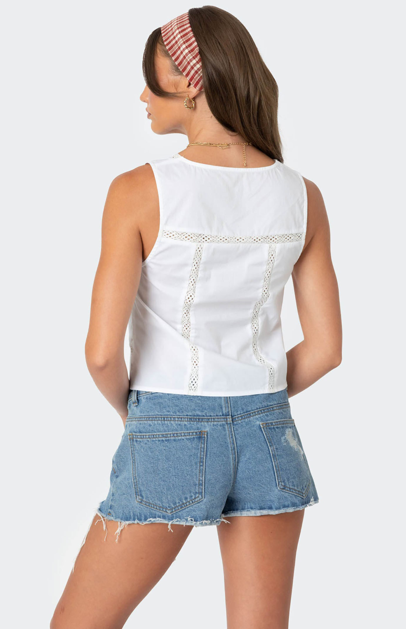 Edikted Embroidered Lacey Split Front Top
