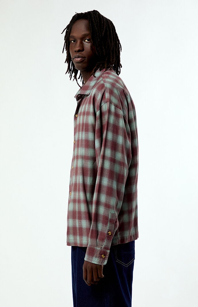 Pacsun Dune Plaid Print Long Sleeve Shirt