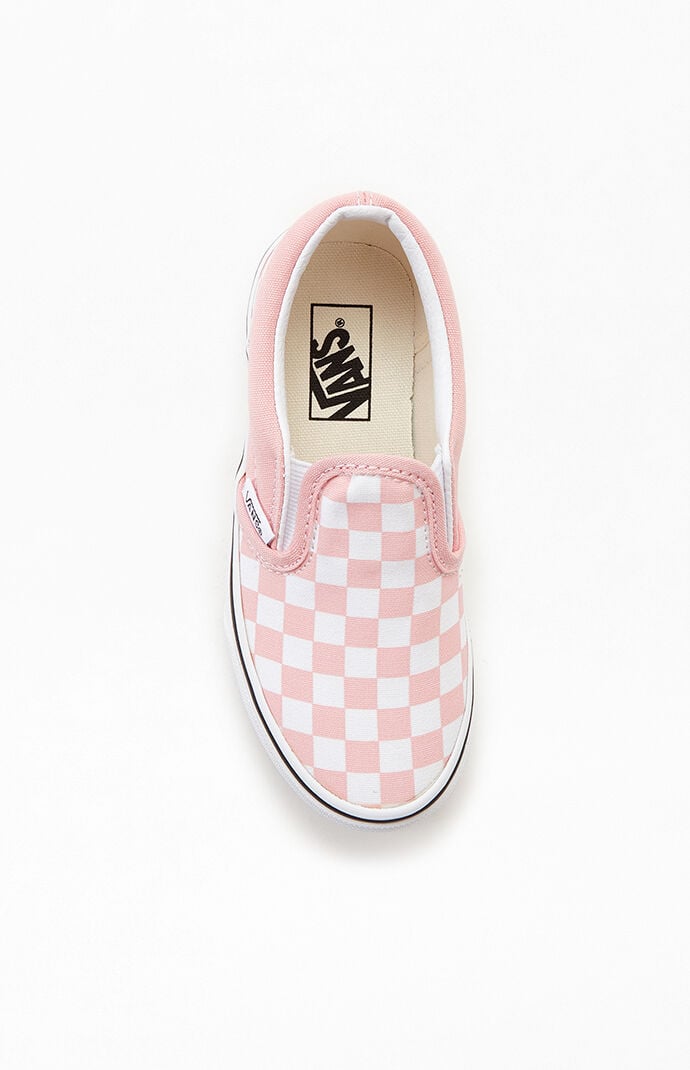 Blush pink top checkered vans