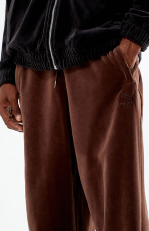 Brown Velour T7 Oversized Track Pants image number 3