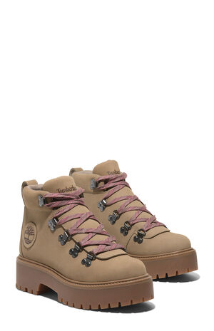 Women's Beige Nubuck Stone Street Mid Lace-Up Boots image number 4
