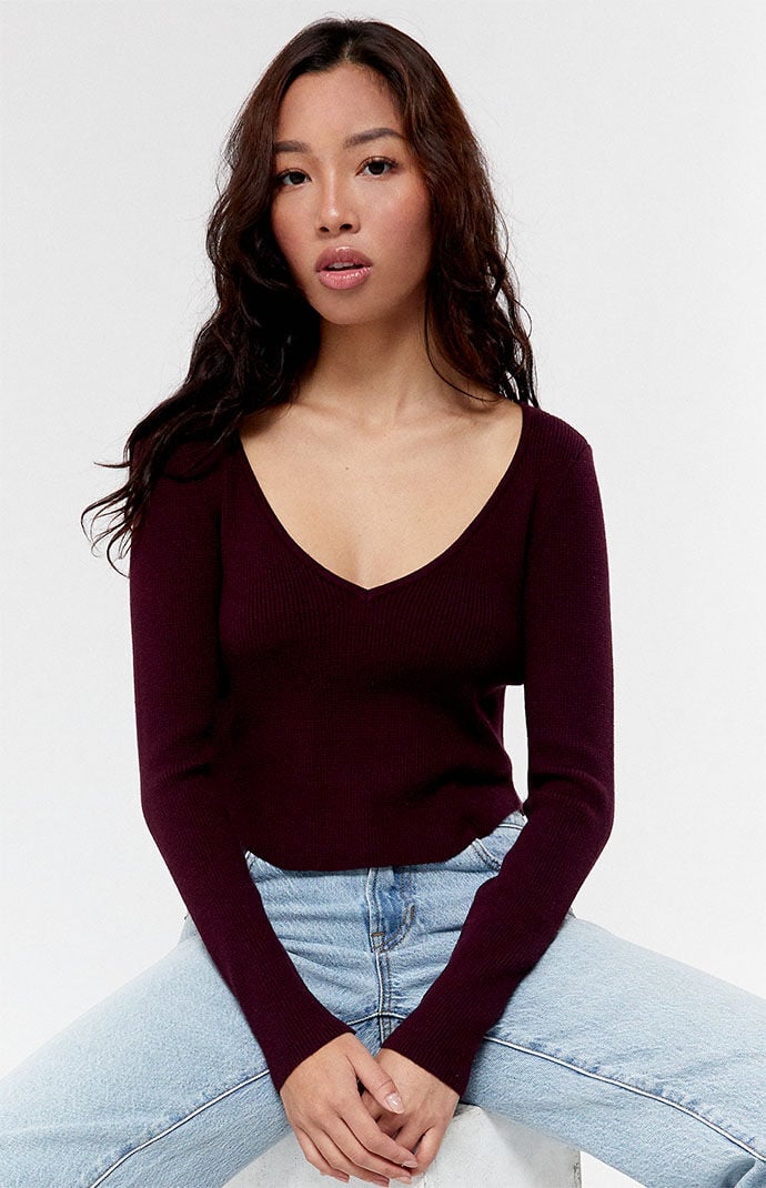 Kendall & Kylie Woodland V-Neck Sweater