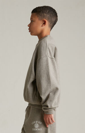 Kids Heather Grey University Fleece Crew Neck Sweatshirt image number 3
