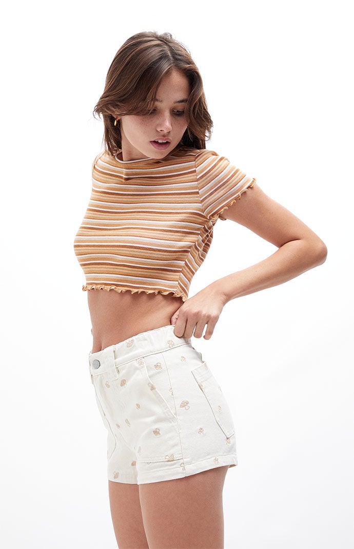 Pacsun Mushroom Embroidered Elastic Waist Shorts | PacSun