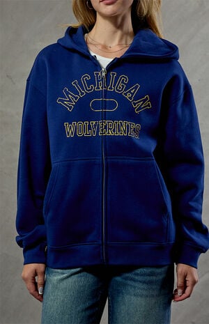 Michigan Wolverines Embroidered Zip Up Hoodie image number 2