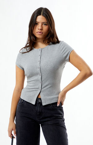 Parker Ribbed Button Top image number 1