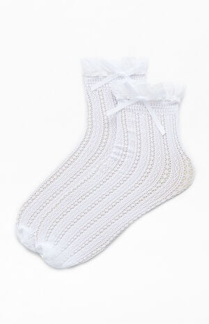 White Lace Bow Socks