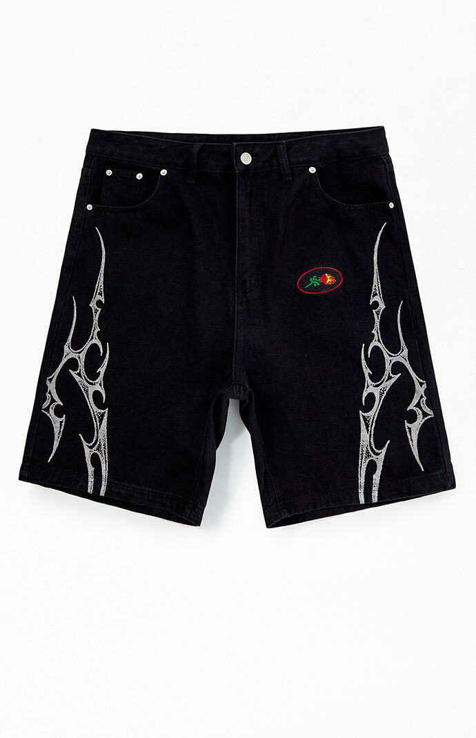 Civil Thorns Black Baggy Denim Shorts | Pacsun