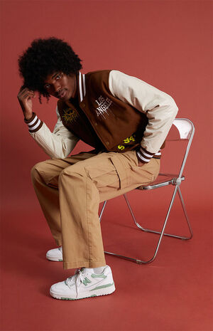 Khaki Cotton Baggy Cargo Pants image number 5