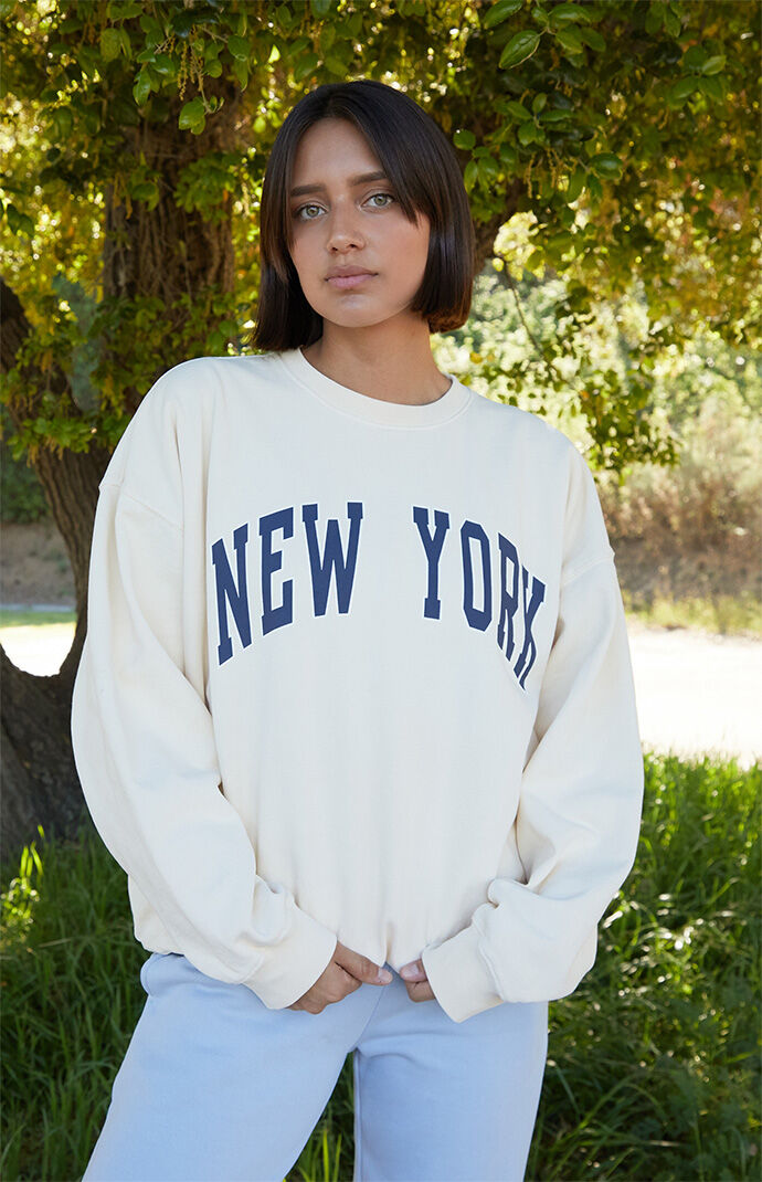 John Galt Cream New York Crew Neck Sweatshirt PacSun