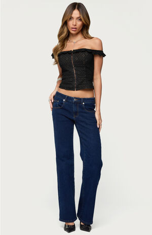 Jordana Ruffle Eyelet Off Shoulder Top image number 4