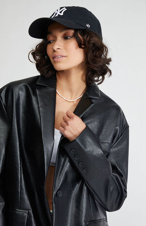 Faux Leather Oversized Blazer image number 3