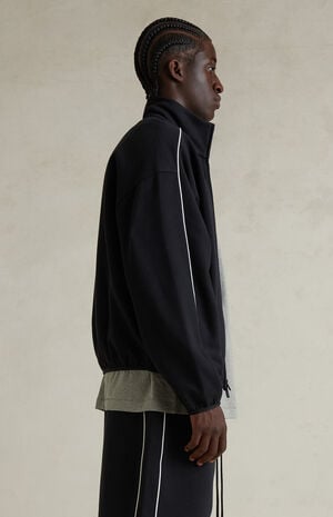 Jet Black & Cloud White Modern Fleece Track Jacket image number 3