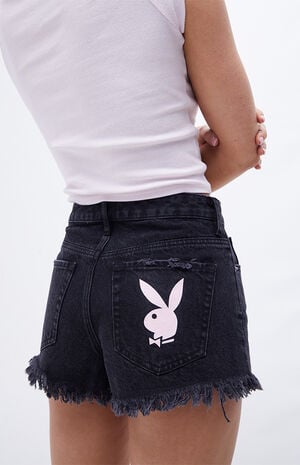 Playboy By PacSun Bunny Love High Waisted Denim Festival Shorts